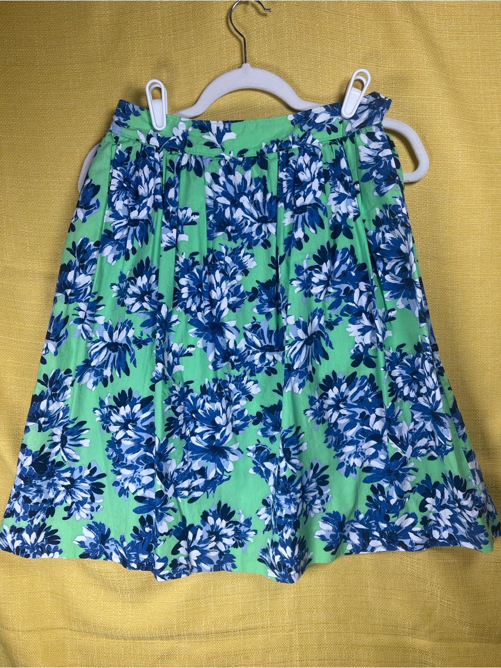 J. Crew Green Skirt with Blue Floral Print NWT